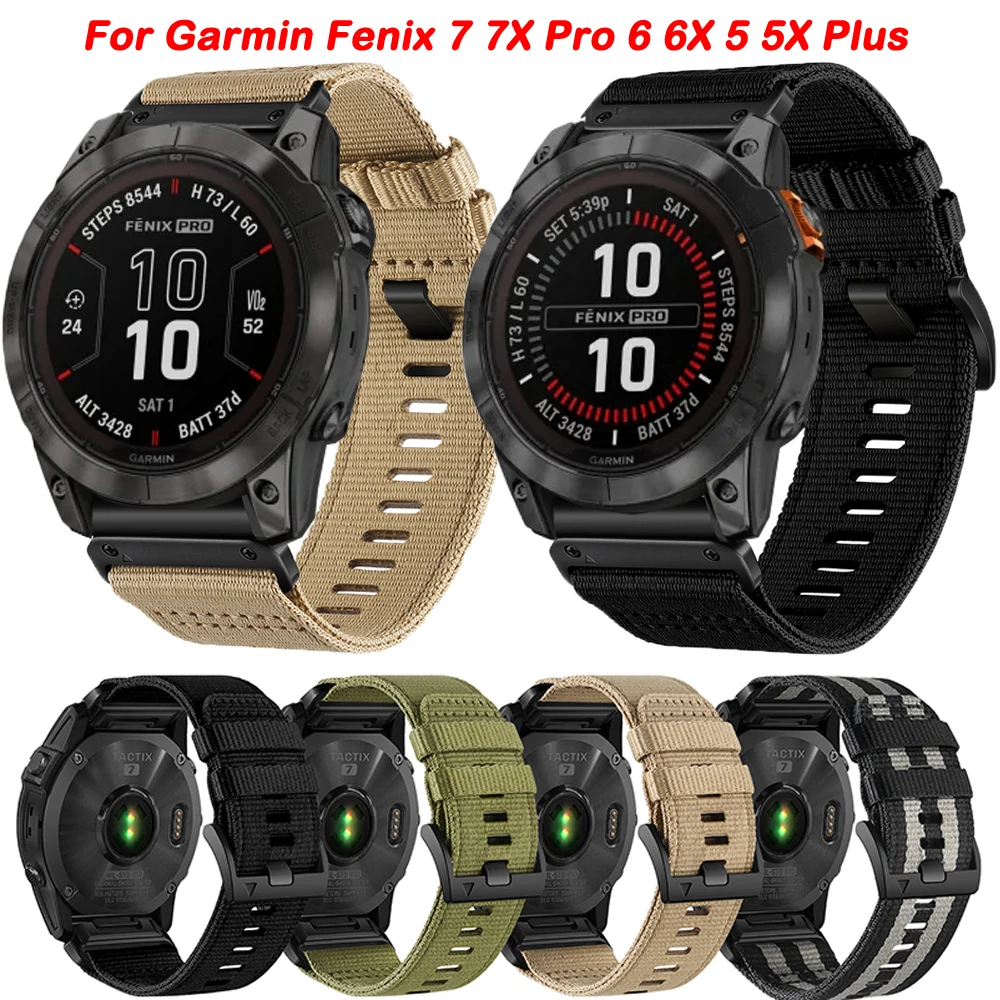 Nylon Loop For Garmin Fenix 7 7X 6X 6 Pro 5X 5 Plus Epix Gen 2 Sport Band Quickfit 22mm 26mm Strap Watchband Accessories correa