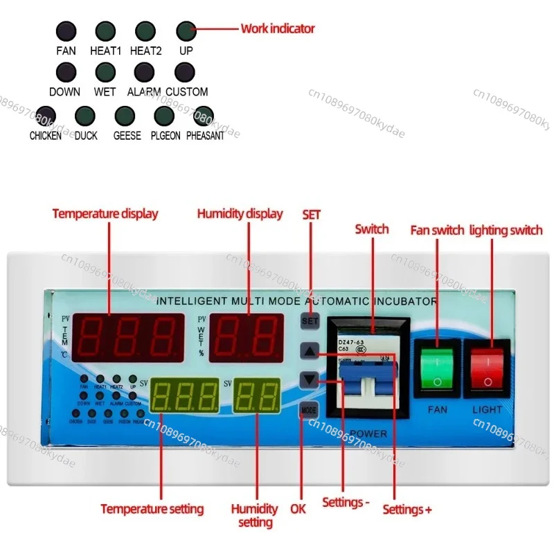 XM-18E Egg Incubator Full Automatic Egg Hatcher Temperature Humidity Controller Digital Multifunction Controller