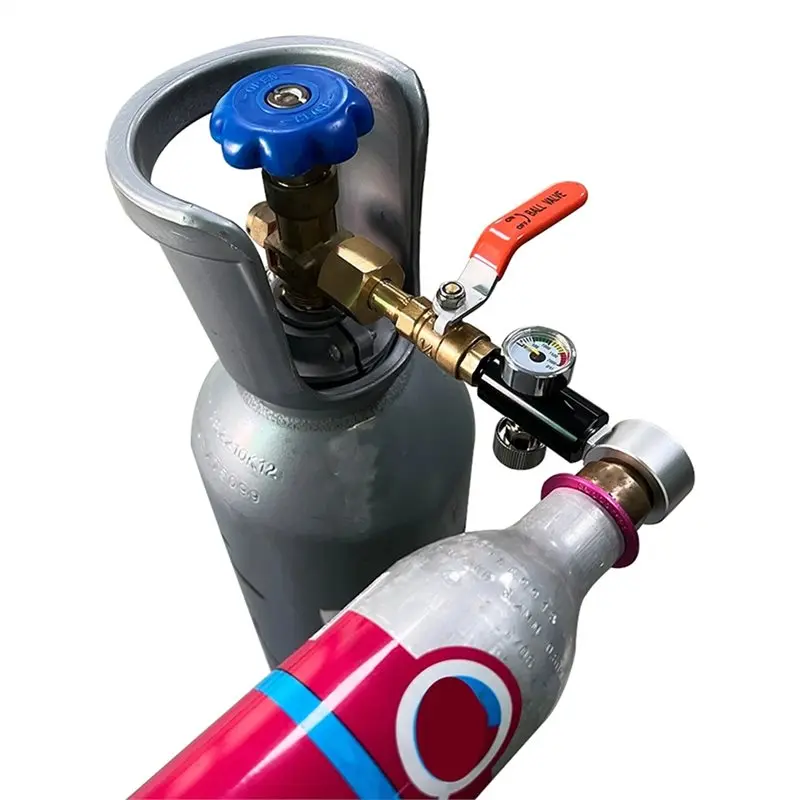 ABRU-Soda Water CO2 Refill Adapter For Sodastream Quick Connect Cylinder DUO Art Terra Charging,Ball Valve 2Kpsi Gauge