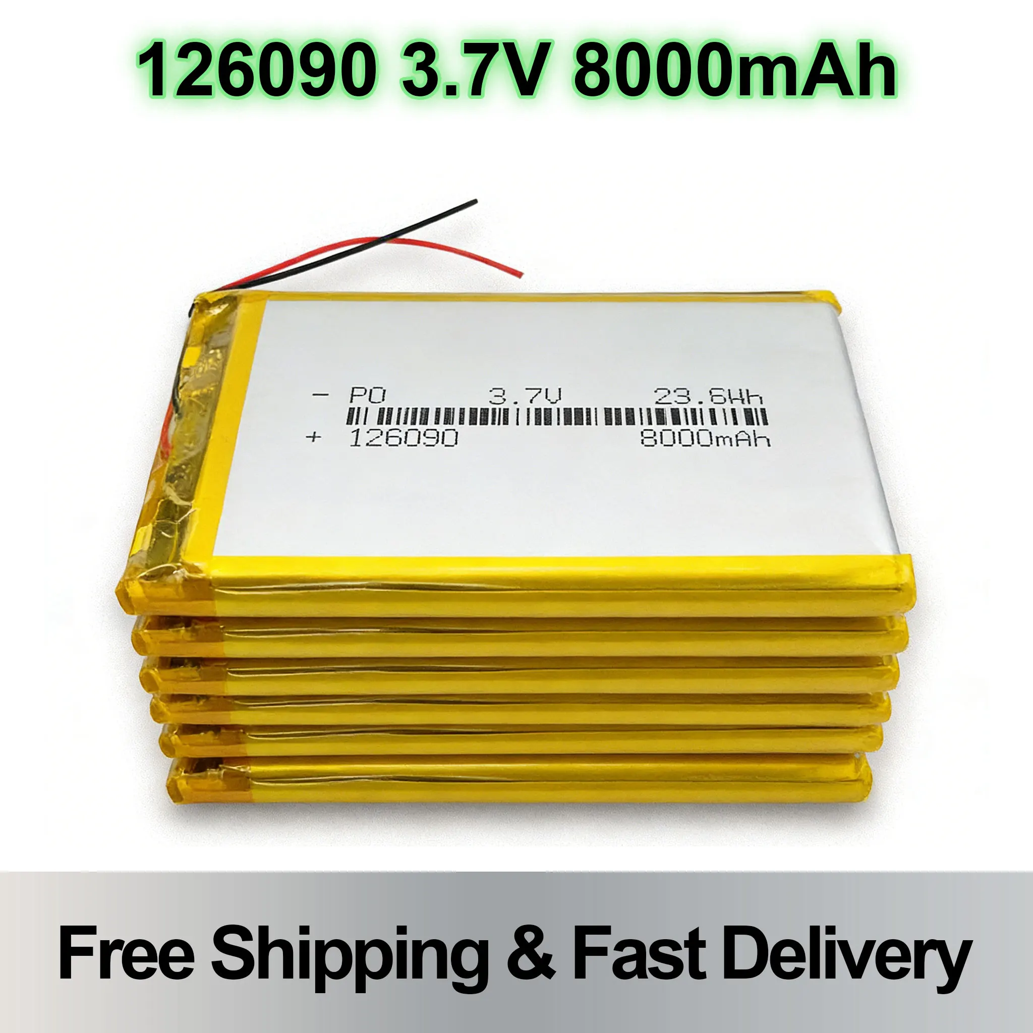 126090 Lithium Polymer Battery Cell 3.7V 8000mAh Rechargeable Charging Lipo Battery for Power Bank Internal Replacement Parts