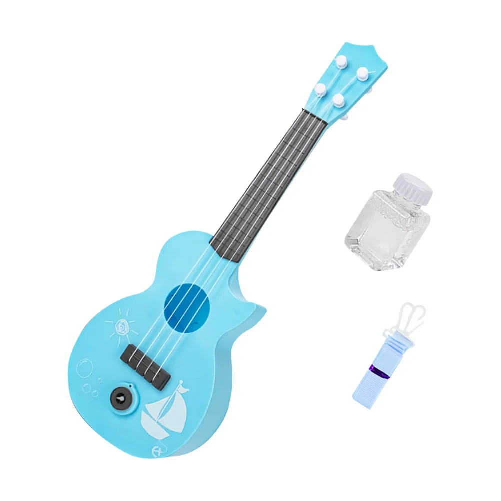 Máquina de burbujas de ukelele, soplador de música, fabricante eléctrico con juguete de plástico para niños