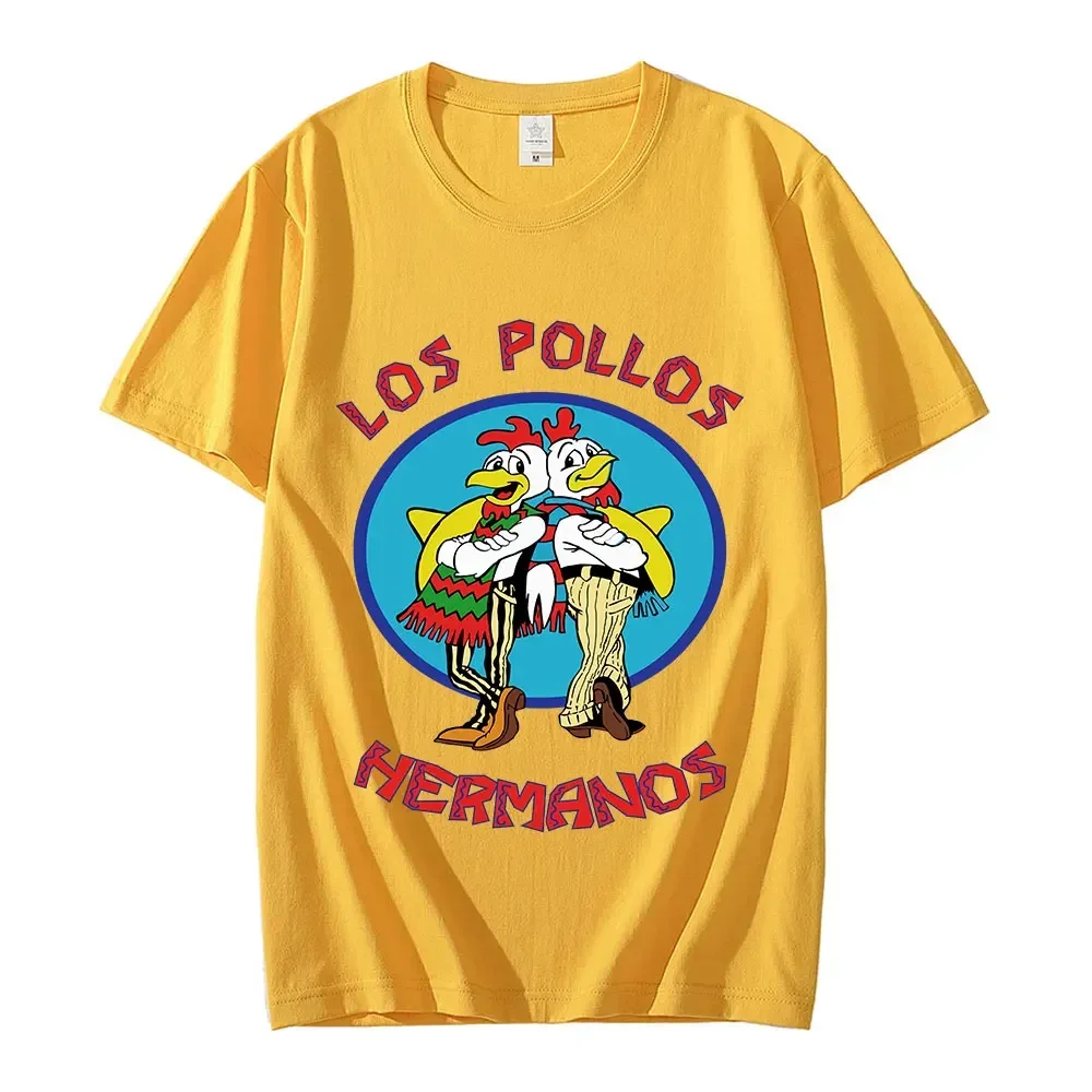 Men's High Quality T-shirt 100% cotton Breaking Bad LOS POLLOS Chicken Brothers Printed Casual Funny T shirts Male Tee Shirts