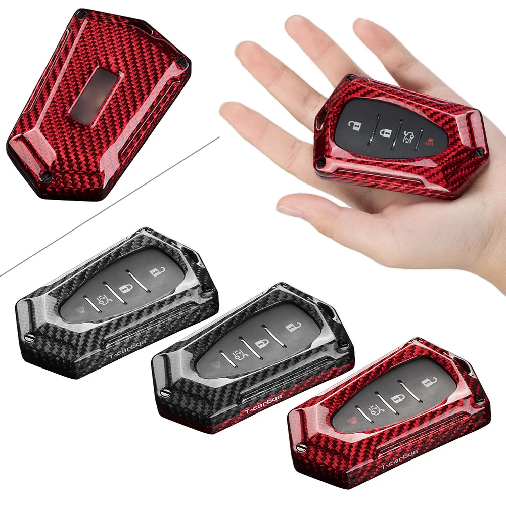 Car Remote Key Fob Case Cover Housing Carbon Fiber For Chevrolet Camaro Cruze Malibu XL Trax Volt Equinox Traverse 2018 2019