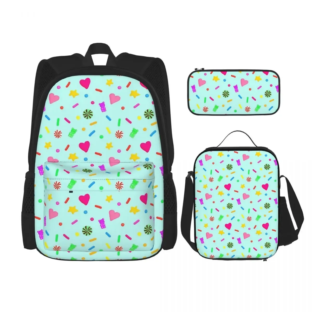 

Vanellope VonSchweetz Pattern Backpacks Boys Girls Bookbag Children School Bags Kids Rucksack Lunch Bag Pen Bag Three-Piece Set