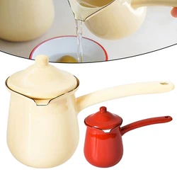 Coffee Milk Jug Universal Enamel Milk Pan Reusable Milk Warmer With Handle Multipurpose Coffee Kettle Kitchen Coffee Accessories