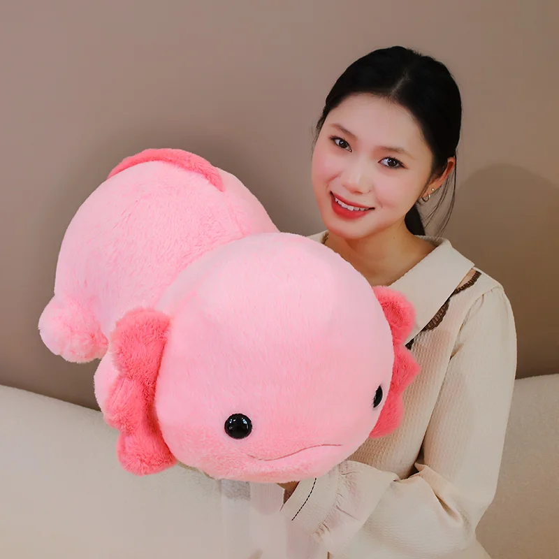 

Плюшевая игрушка Kawaii Pink Axolotl 45/60 см, мягкая набивная подушка в виде животного, мультяшная плюшевая пухлая кукла Axolotl, подарок для мальчиков, украшение для дома