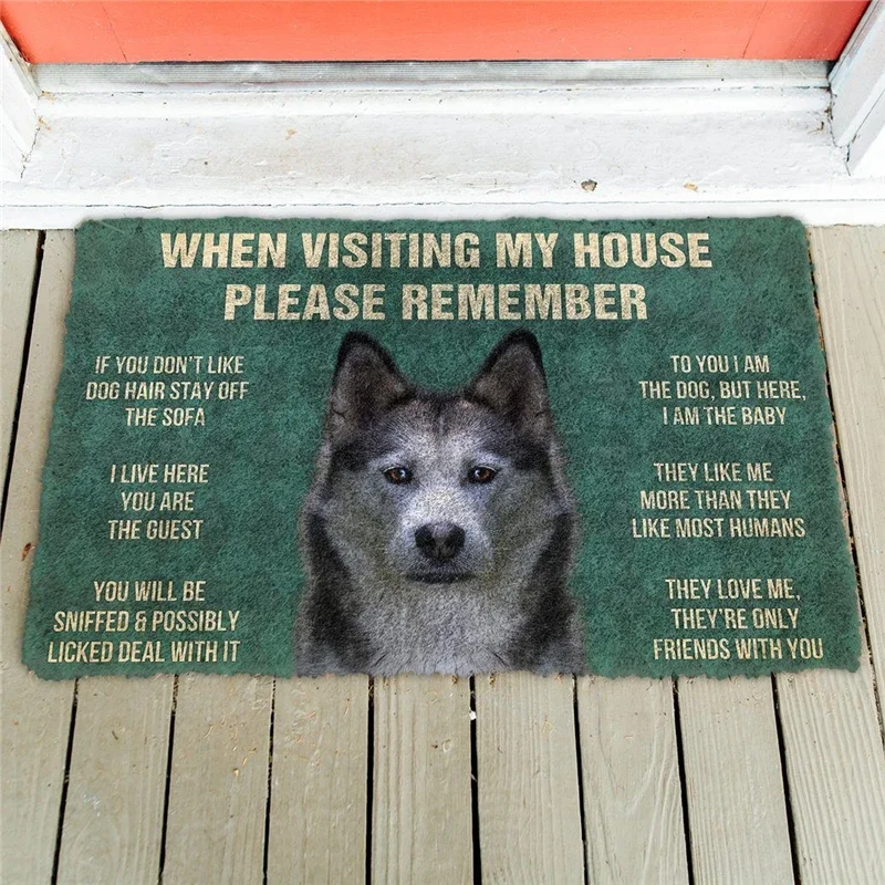 My Shiba Inus Rules Doormat Decor Print Animal Dog Floor Door Mat Non-Slip 3D Soft Flannel Custom Carpet for Hallway Bedroom