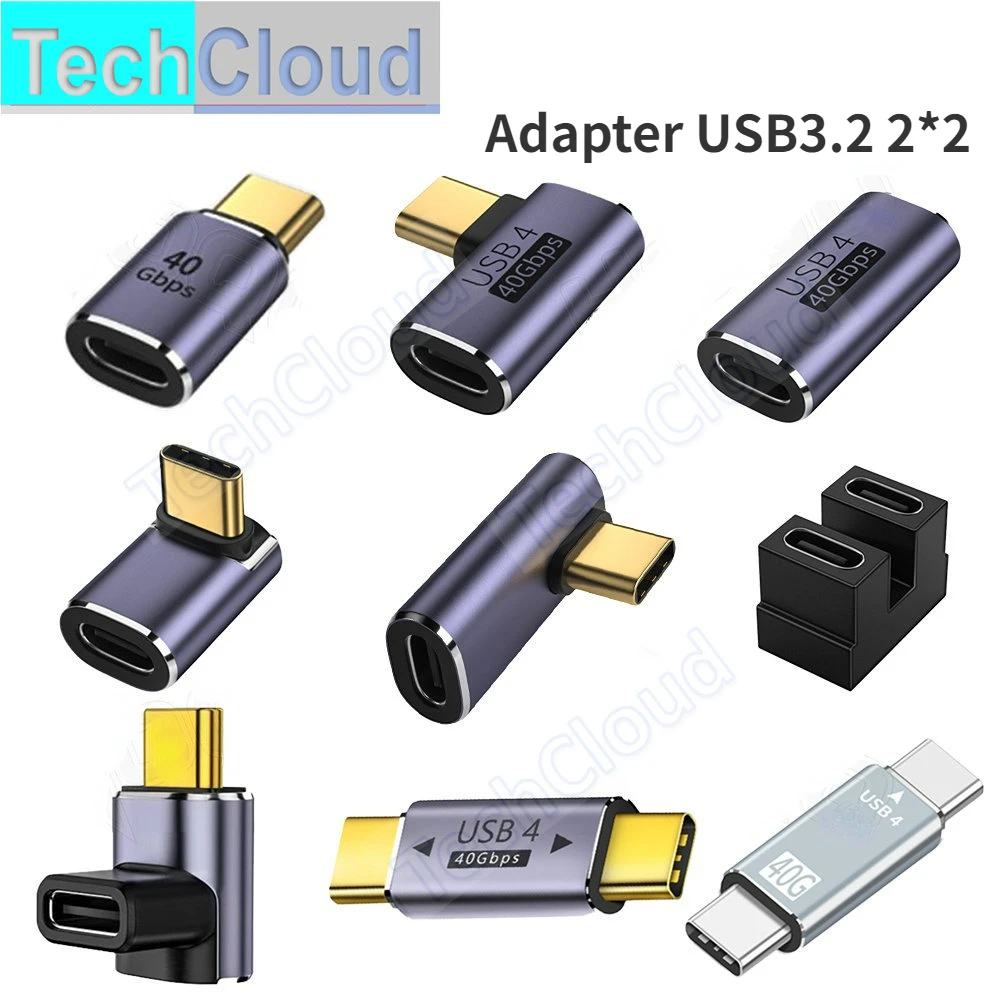 Type C Adapters U-Shape Straight Angle 40Gbps USB C Adapter Type C Male to Female converter 100W fast Charging For Macbook table