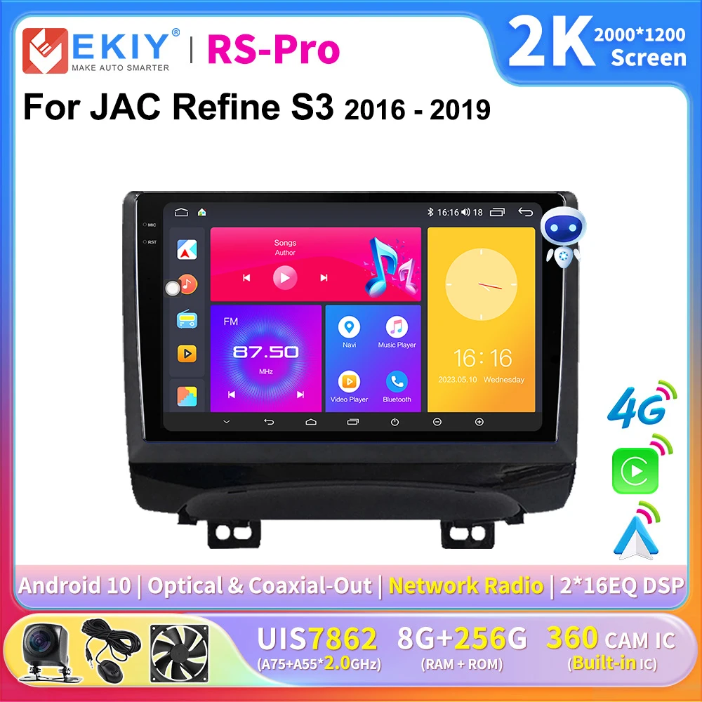 

EKIY 2K Screen CarPlay Car Radio For JAC Refine S3 2016-2019 Android Car Multimedia GPS Player Autoradio Navigation Stereo 4G