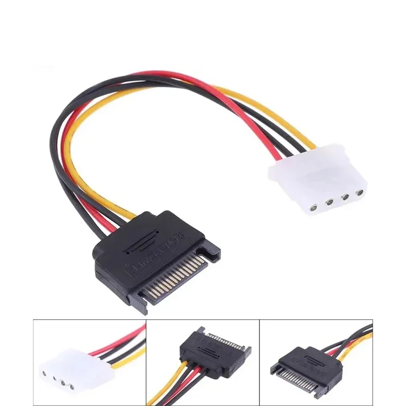 4 Pin Molex IDE To 15pin SATA Cable Female Male Hard Drive Disk Power Supply Cable Adapter SATA Extension Cord For PC Computer