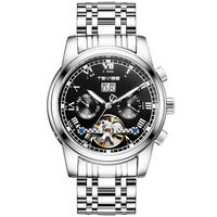 TEVISE Automatic Watch for Men Tourbillon Self-Wind Luxury Stainless Steel Strap Waterproof Luminous Date Wrist Watch