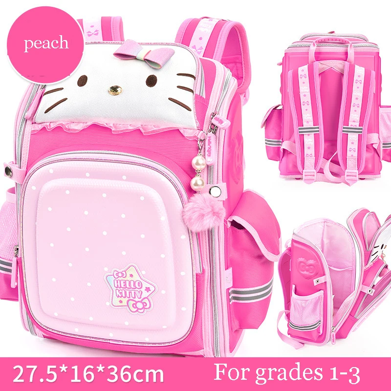 Miniso Hello Kitty Girls Cartoon Cute Schoolbag Children Backpack Pupils Lightweight School Book Bag Students Protect Spine Gift