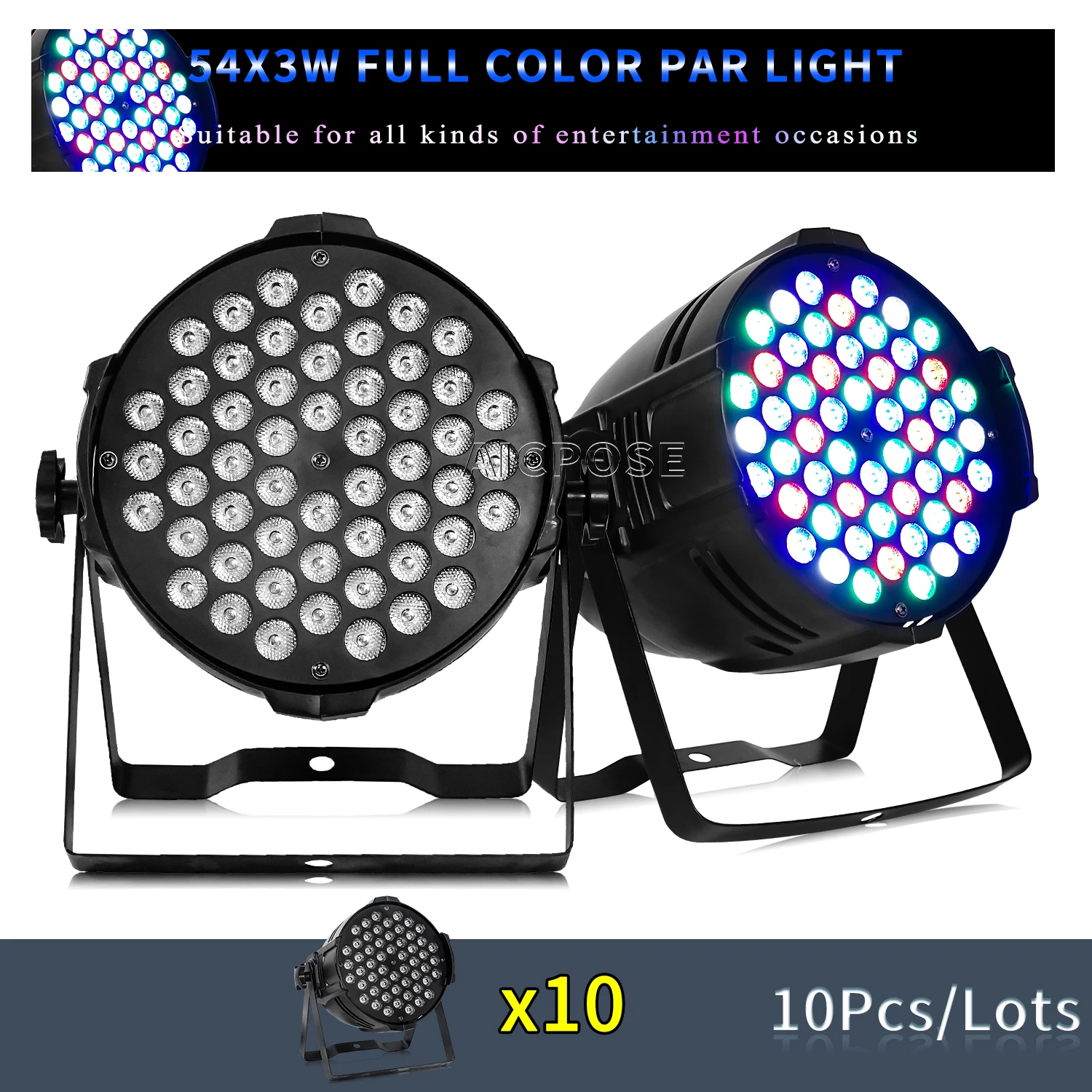 

10 шт./лот 54x3 Вт, RGBW цвет, фотоэлемент RGB 3 в 1, фотоэлемент Управления DMX512, оборудование для дискотеки, освещение для бара, танцпола