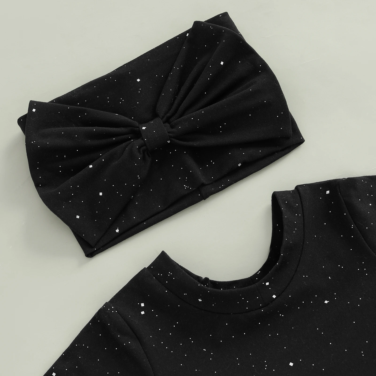 أزياء الخفافيش للفتيات الصغيرات بأكمام طويلة لامعة مع عصابة رأس على شكل فيونكة مكونة من قطعتين لزي الهالوين