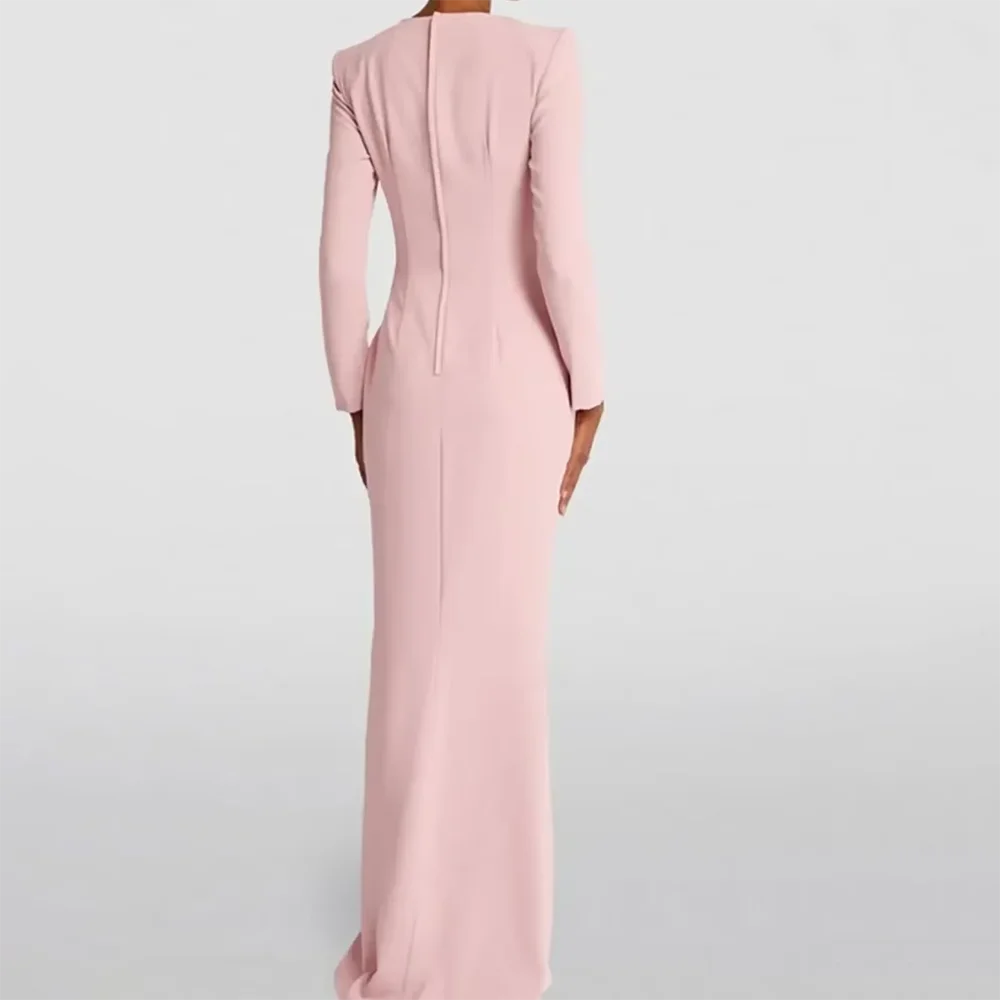 Vestido de noche rosa largo Vintage personalizado, vestido de fiesta plisado recto, vestidos de fiesta hasta el suelo para mujer, vestidos de fiesta para mujer 2025