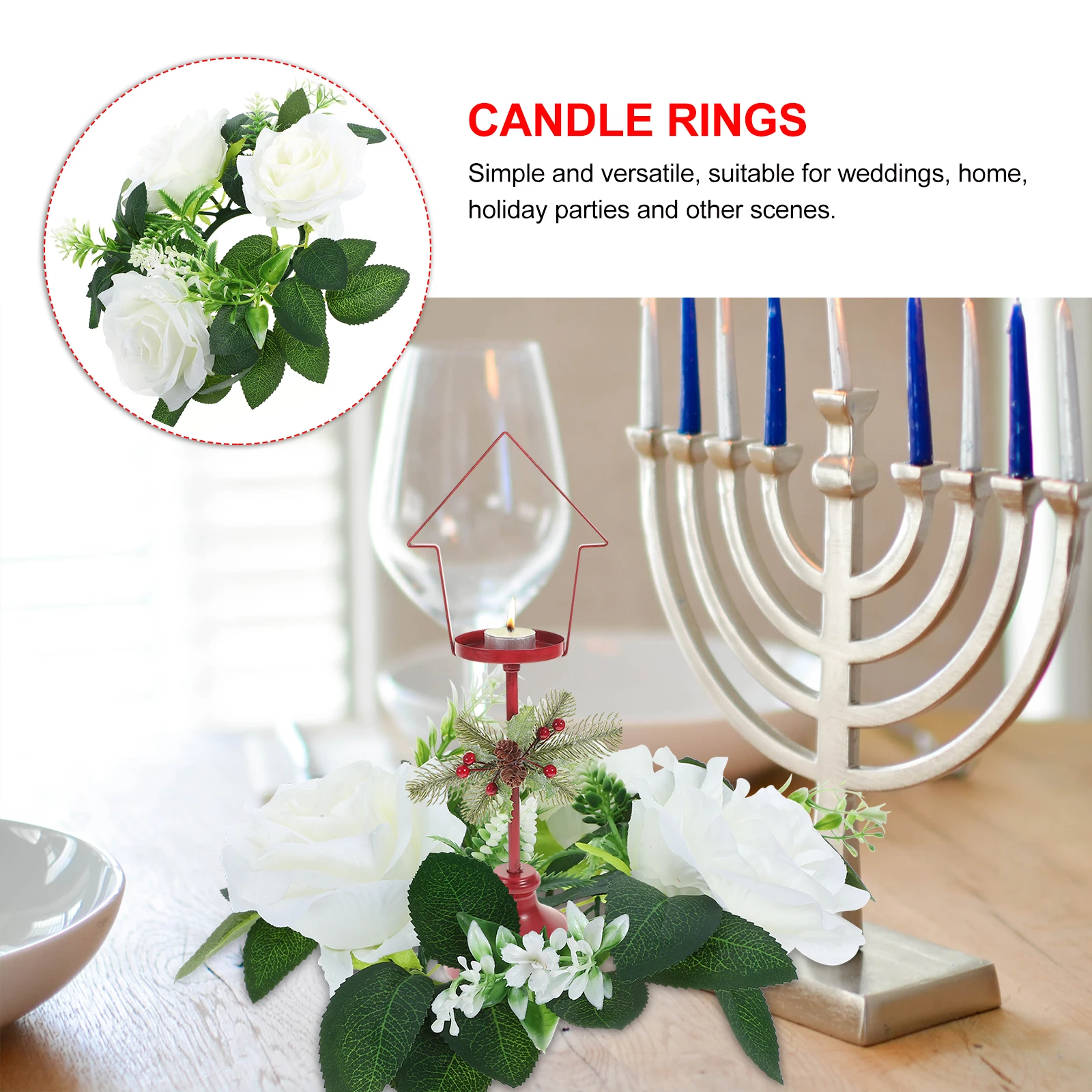 

1 pcs Simulated Rose Wreath Red European Style Home Wedding Decor Flower Party Centerpiece Small for Spring