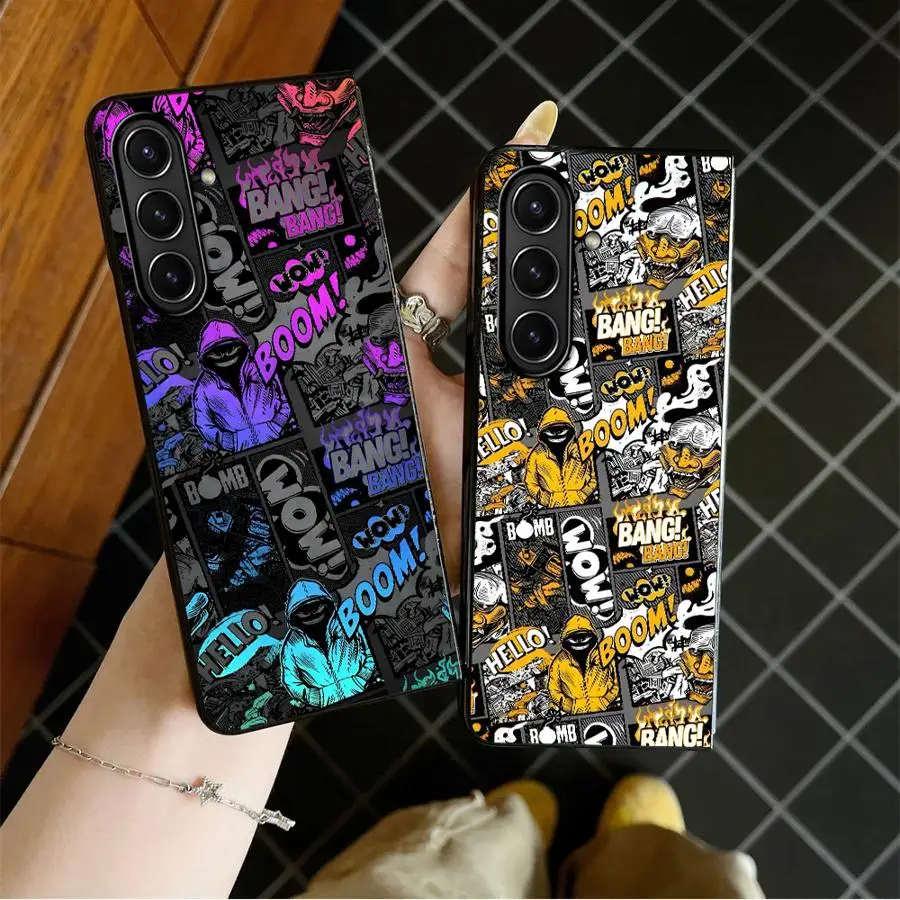 Case for Samsung Galaxy ZFold4 ZFold6 ZFold3 ZFold7 ZFold5 Z Fold 7 6 5 4 3 Back Phone Cover Purple Cool Boom Comics