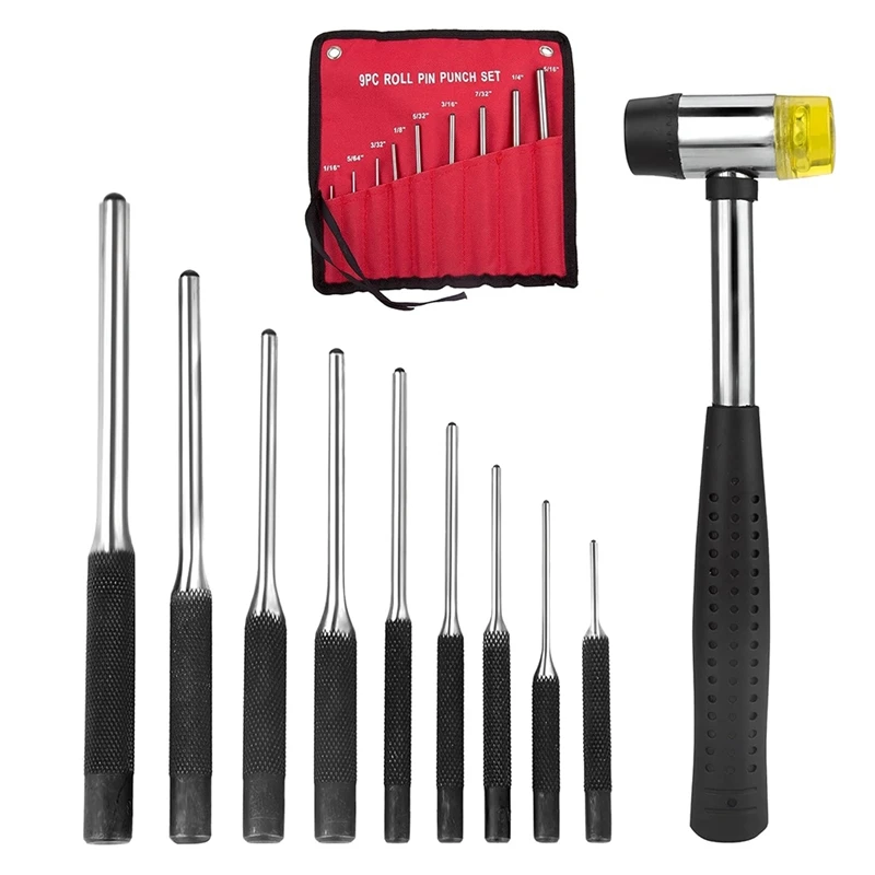 9Pc Steel Round Head Pins Punch Set Adjuster Punch Hunting Remover Pin Punch Tools Accessories Remove Repair Chisel Tool Durable