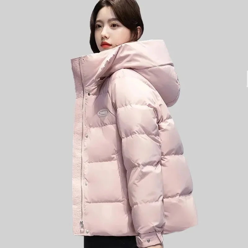 2024 Winter New Coat Women\'s Casual Clothing Lady Down cotton Short Hooded Jacket Female Thicken Loose Warm Parkas Outerwear Top