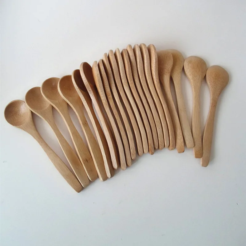 10pcs/Set Wooden Honey Spoon Ecofriendly Household Tableware Bamboo Kitchen Condiment Scoop Coffee Spoon Dessert Spoon Teaspoon