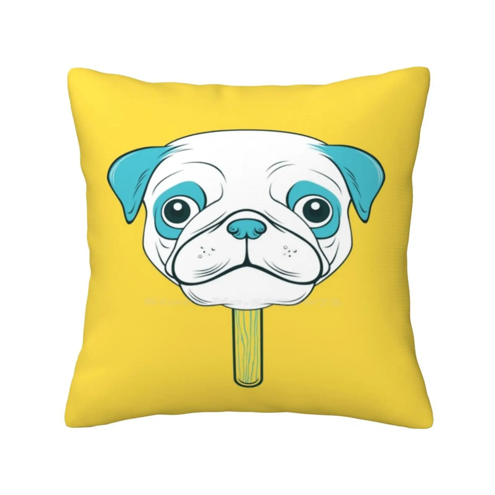 Pugsicle Bedroom Office Hug Pillowcase Pugs Cute Strange Things Art Vector Graphic Design Yellow Blue Popcicle Ice Cream