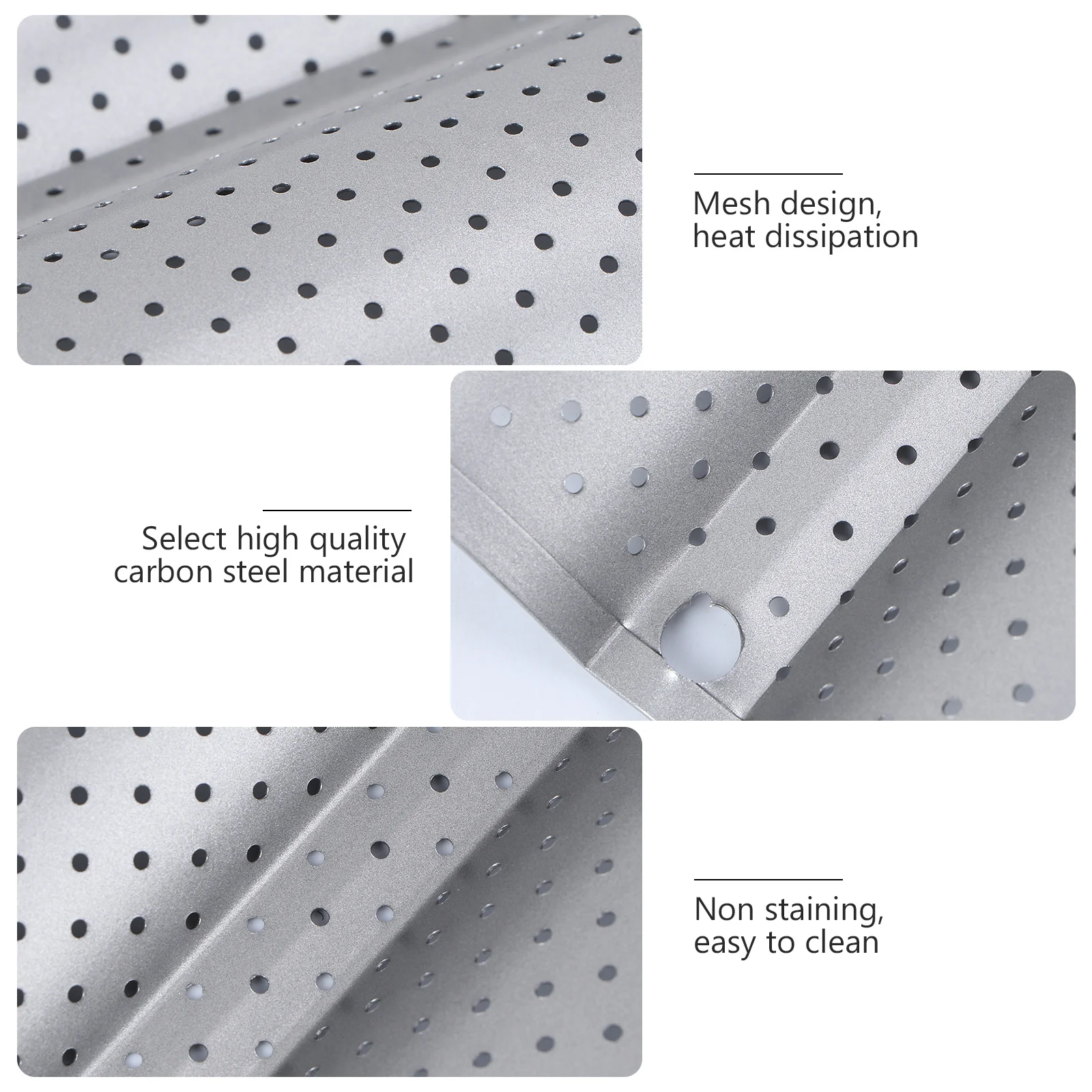 

Wave French Bread Baking Tray Premium Non-Stick Dough Proofing Pan For Baguette Baking Tool Oven Mold Silver