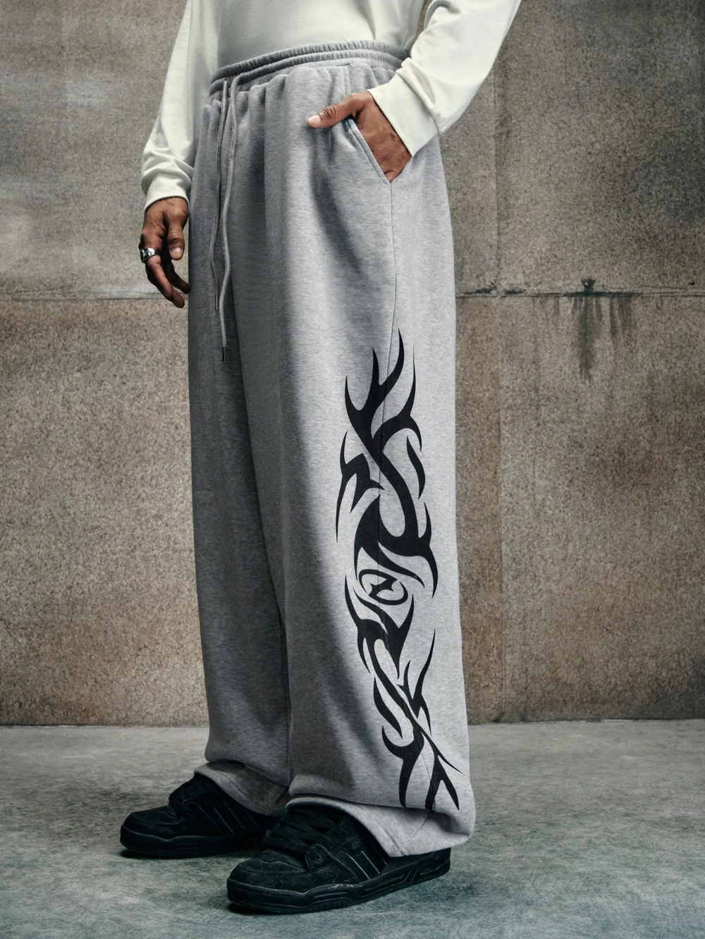 

Men's Casual Printed Drawstring Waist Slanted Pocket Wide-Leg Sweatpants Loose Wide-Leg Straight-Leg Sweatpants