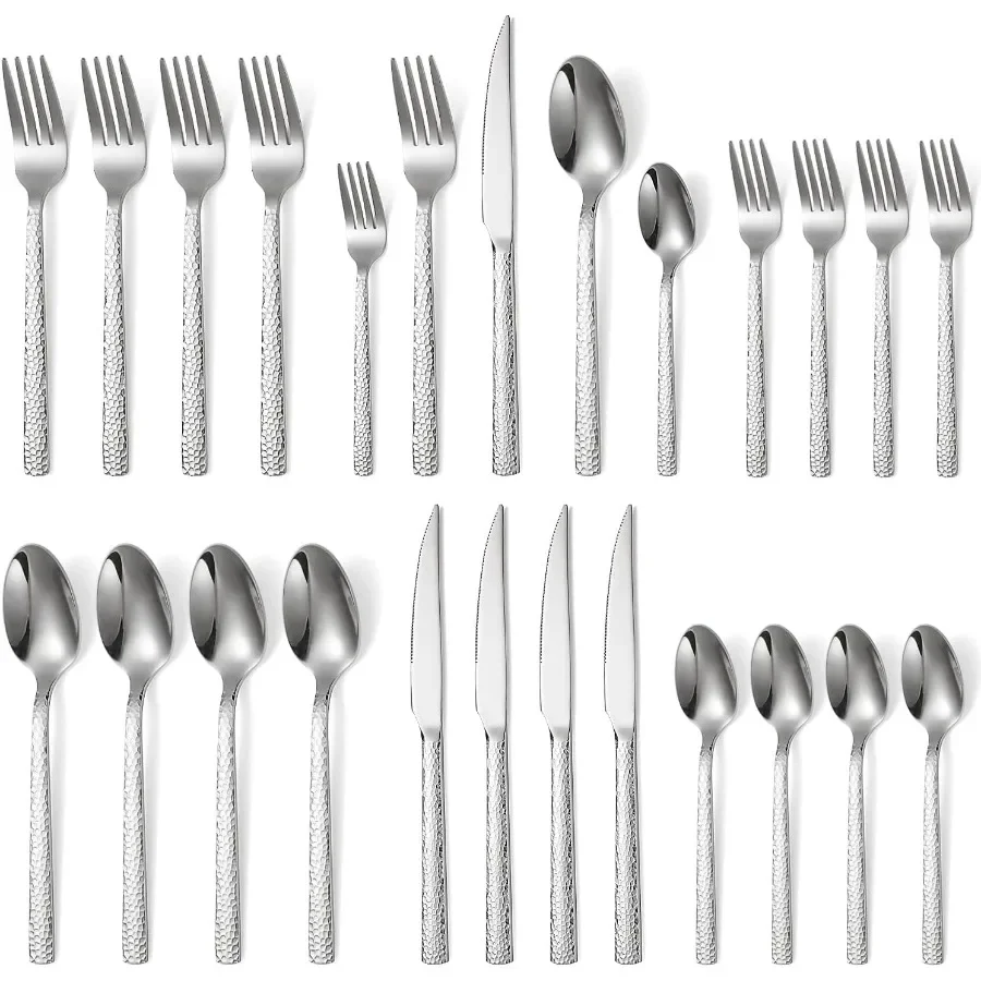

Silverware Set Stainless Steel Flatware Cutlery Set for 4 Kitchen Utensil Sets Includes Forks Spoons Knives for Home Restaurant