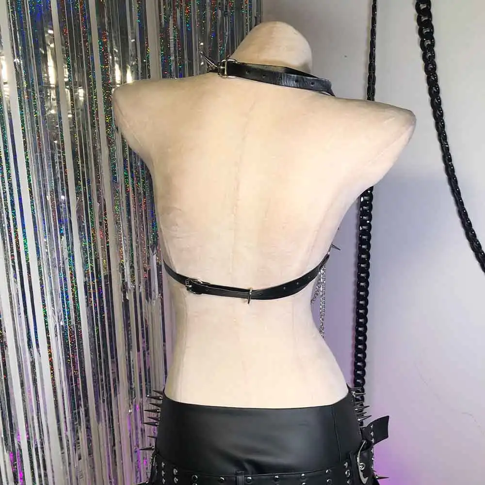 Kawaii Grunge Gothic Harnesses Tank Eco Punk Rock Studded Emo Y2K Vegan Leather TOPS Teen E-Girls 90s Skull 2025 Chain Goth