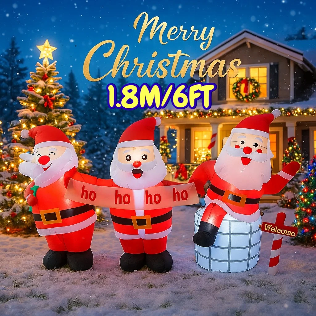 1.8 متر/6FT سانتا كلوز الأسرة زينة عيد الميلاد المنزل نفخ اللعب مع أضواء LED ساحة عيد الميلاد الحلي حفلة ديكور ذاتي الصنع #1