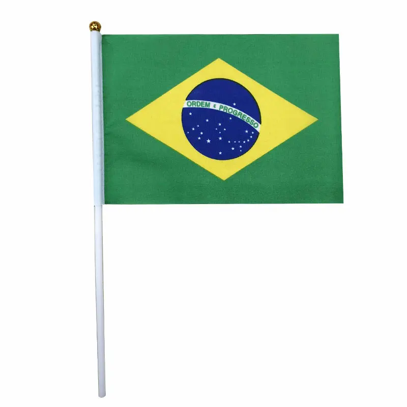 

aerlxemrbrae Custom Hand Flag 100pcs/lot 14*21CM Brazil hand Flag hand wave Brazil hand flag Family/Office Decoration