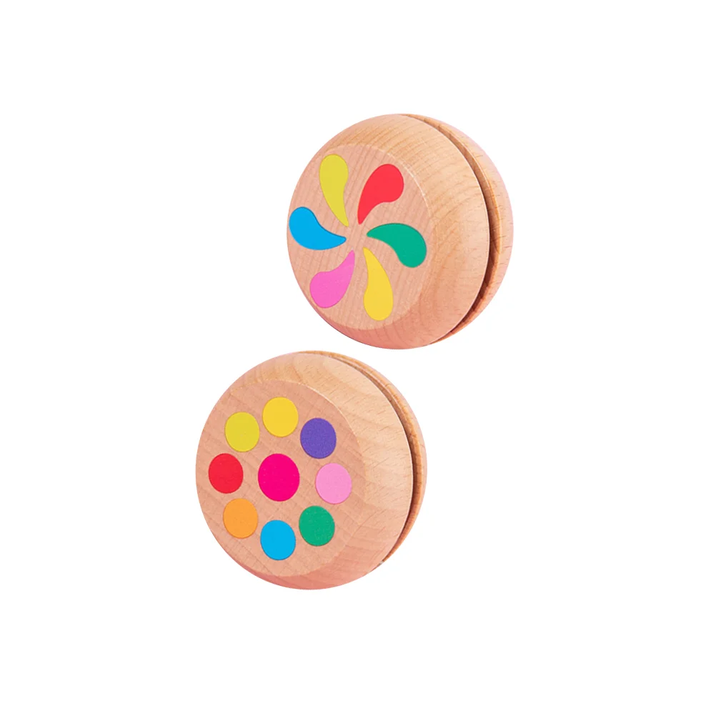 2PCS Wooden Yo-yo Toys Adorable Animal Yo-yo Toys Colorful Printed Wooden Yoyo Toy Early Educational Yo-yo Ball Toy for Kids Chi