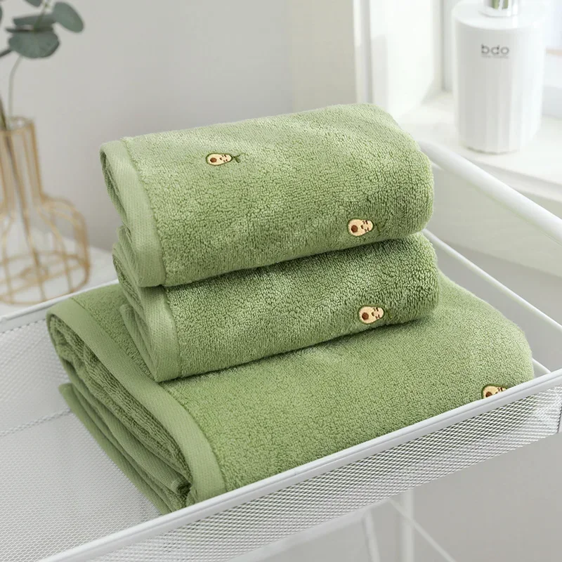 Toalla De algodón bordada con aguacate para mujer, toalla suave y absorbente para el baño y el hogar, envío gratis