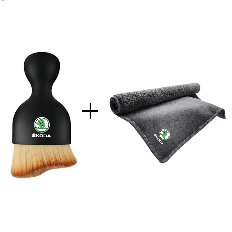 Ferramenta de escova macia para limpeza de interiores de carro, removedor de poeira e pano de limpeza automática dupla face para skoda octavia