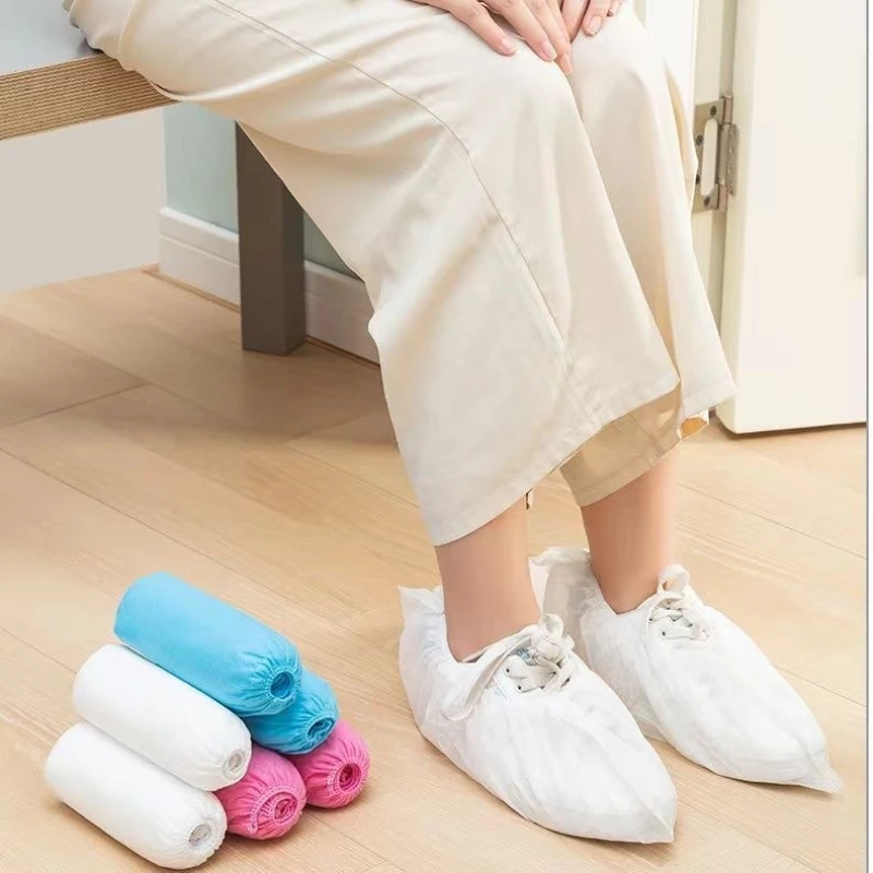 100Pcs Disposable Boot Shoe Covers Foot Booties Shoe Coverings Non Slip Shoe Boot Covers for Indoor Outdoor Home Workplace