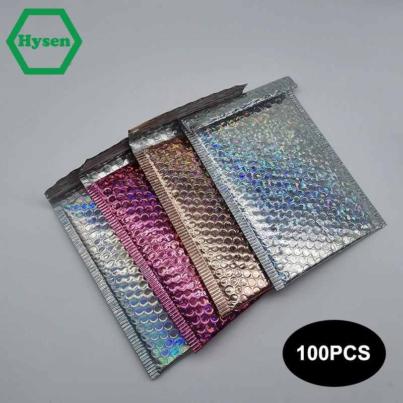 

Hysen Bubble Mailers 100 pcs Free Shipping Packaging for Jewelry Strong Adhesive Foil Glitter Bubble Lined Padded Envelopes