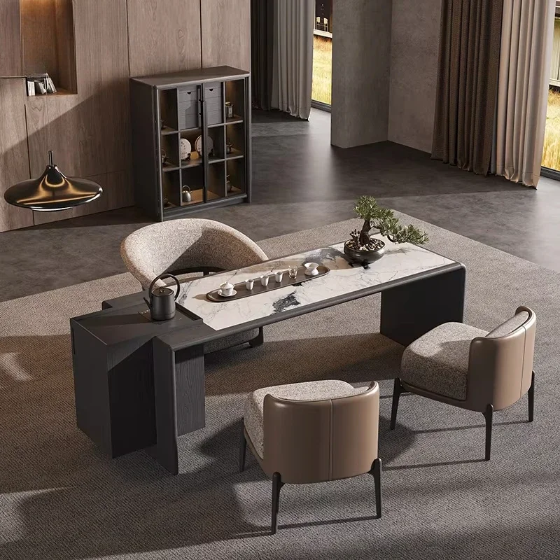 x- Luxury Stone Tea Table Chair Set Modern Minimalist Light Luxury High-End Villa Living Room Home Furniture Tea Cabinet*