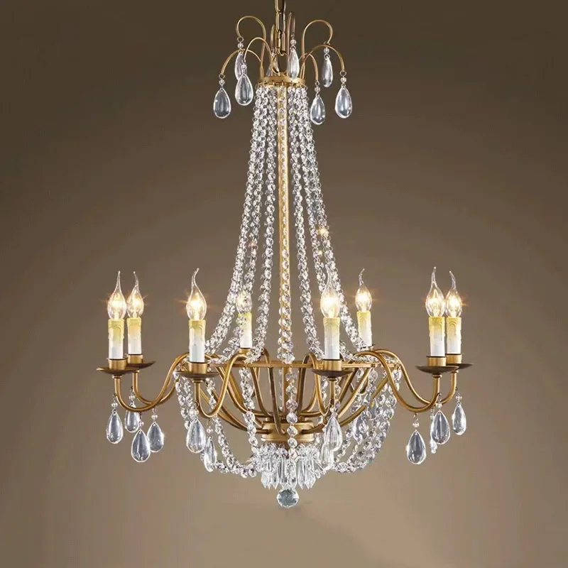 European Style Light Luxury Crystal Chandelier Creative American Living Room Dining Room Bedroom Staircase Coffee Decor Lights