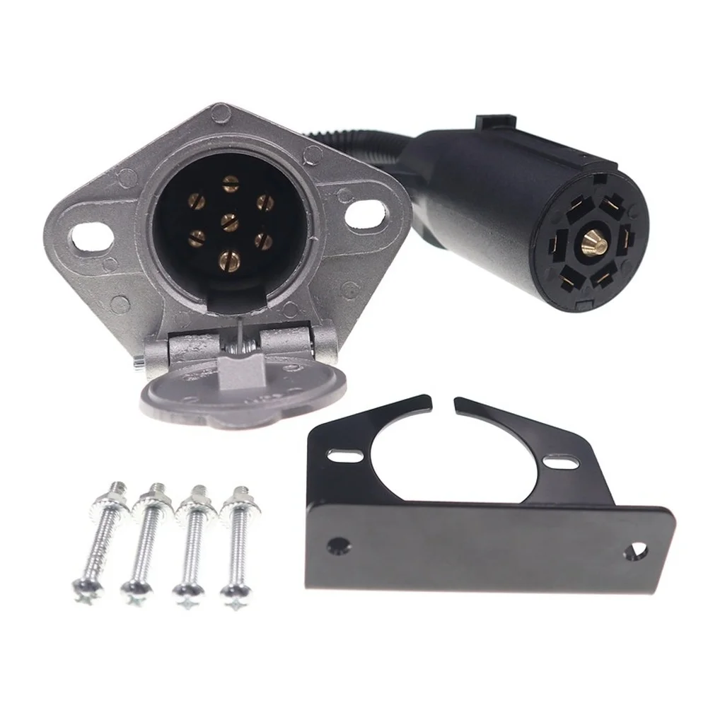 7 Pin Trailer Connector Adapter For For AMERICAN Blade To Round Socket With High Universality Fitment And Copper Contacts
