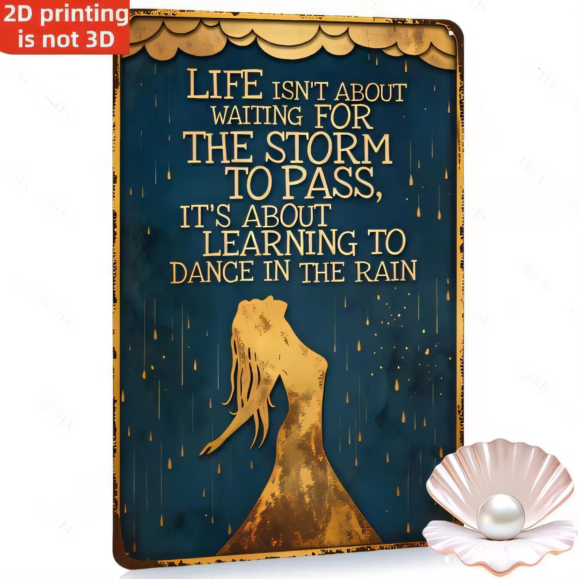 Tin Sign Life Isn't About Waiting For The To Pass It's About Learning To Dance In The Rain Vintage Metal Plaque   Wall Decor for