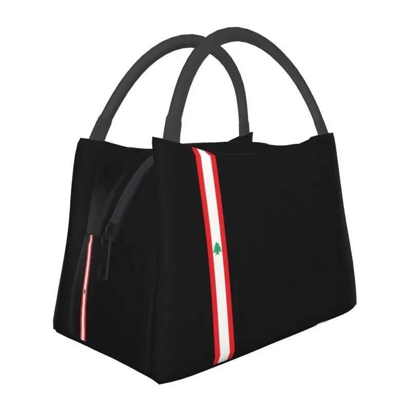 

Custom Classic Lebanon Flag Stripe Lunch Bags Women Cooler Thermal Insulated Lunch Boxes for Picnic Camping Work Travel
