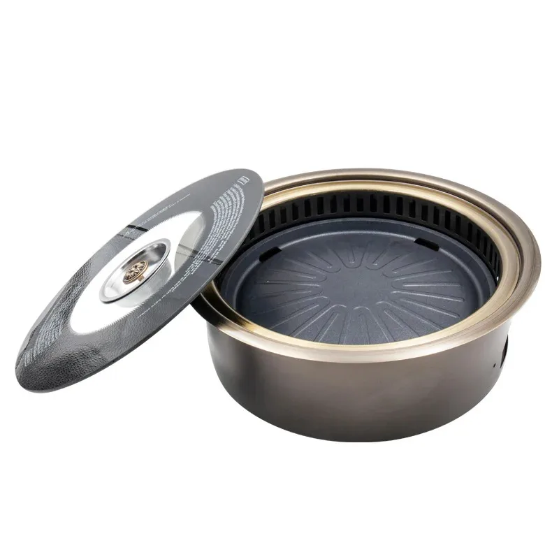 

Restaurant Commercial Furniture Durable Electric Round Barbecue Grill Oven with Induction Cooker