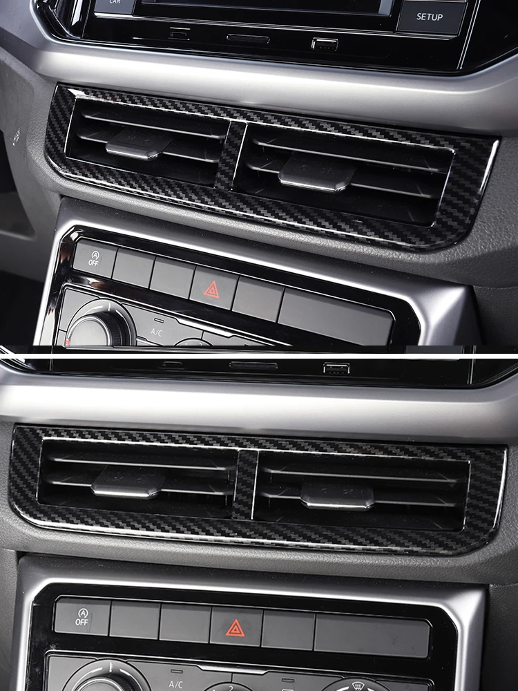 For Volkswagen VW T-Cross 2019 2020 2021 2022 2023 Accessories Central Air Conditioning Outlet Cover Car Carbon Fiber Style Trim