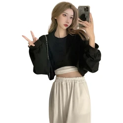 Women's Crop Tops Pullover   Cropped Hoodies Long Sleeves Sweatshirts