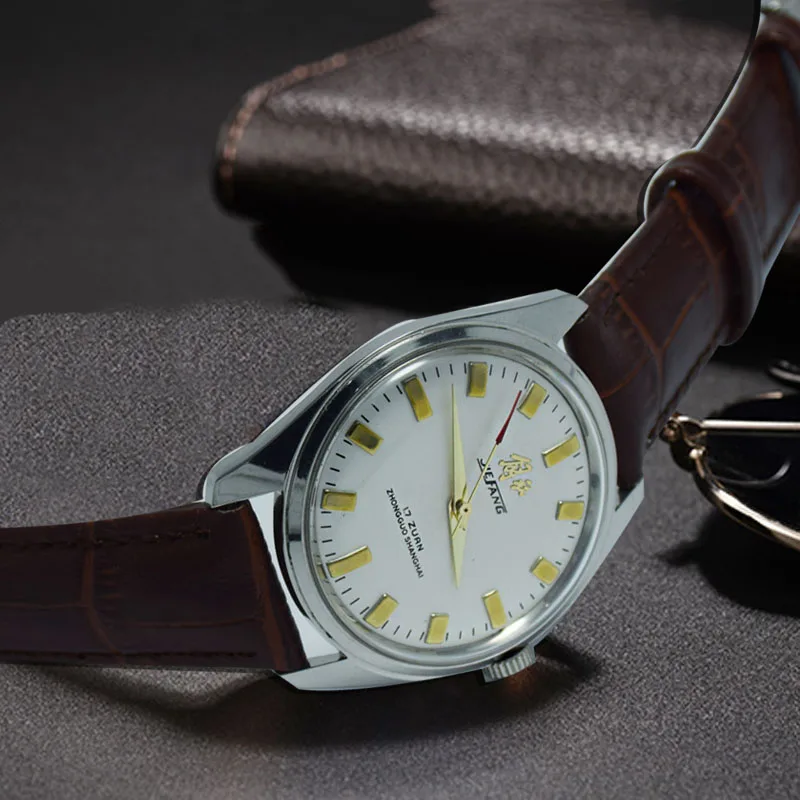 Jiefang-Reloj clásico de acero inoxidable Para Hombre, accesorio masculino de pulsera resistente al agua con mecanismo automático, complemento mecánico de estilo Retro Shanghai de 36mm
