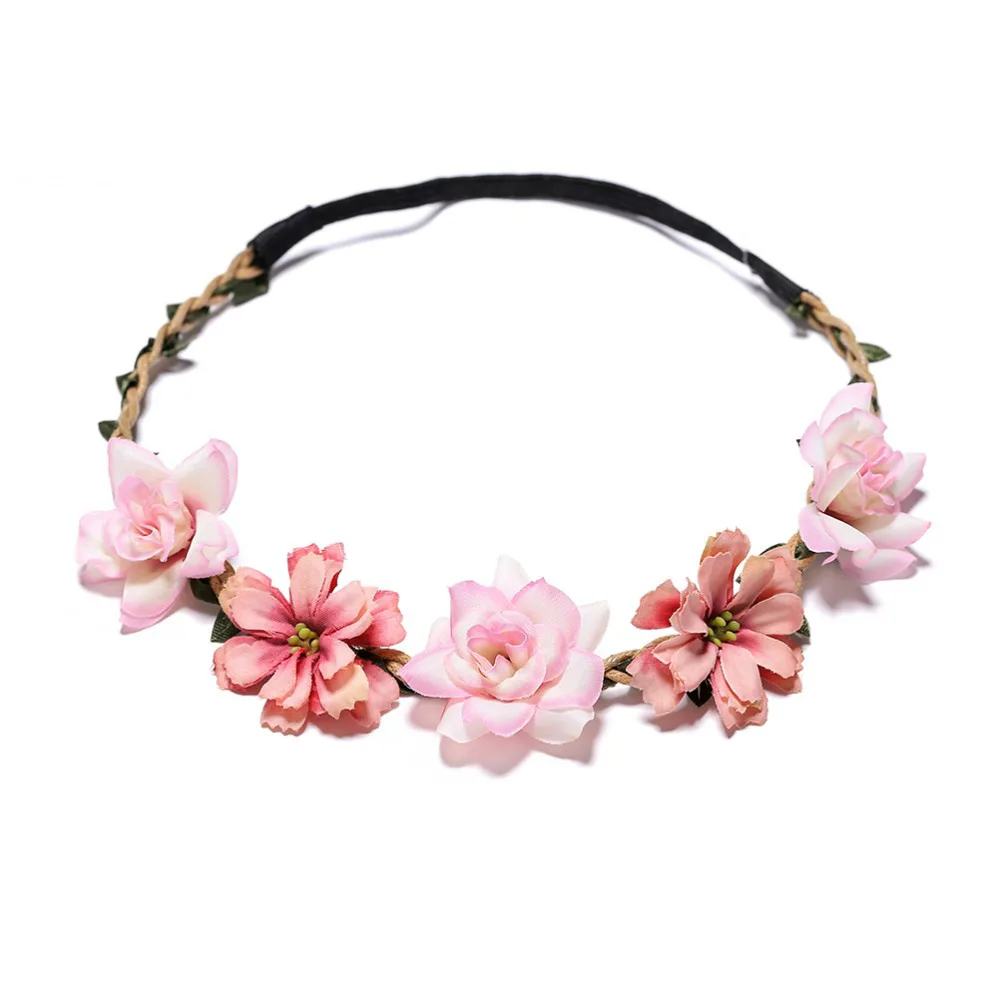 Diadema de flores de seda para mujer y niña, diadema pequeña de rosas, accesorios para el cabello de viaje para fotografía de boda, novedad