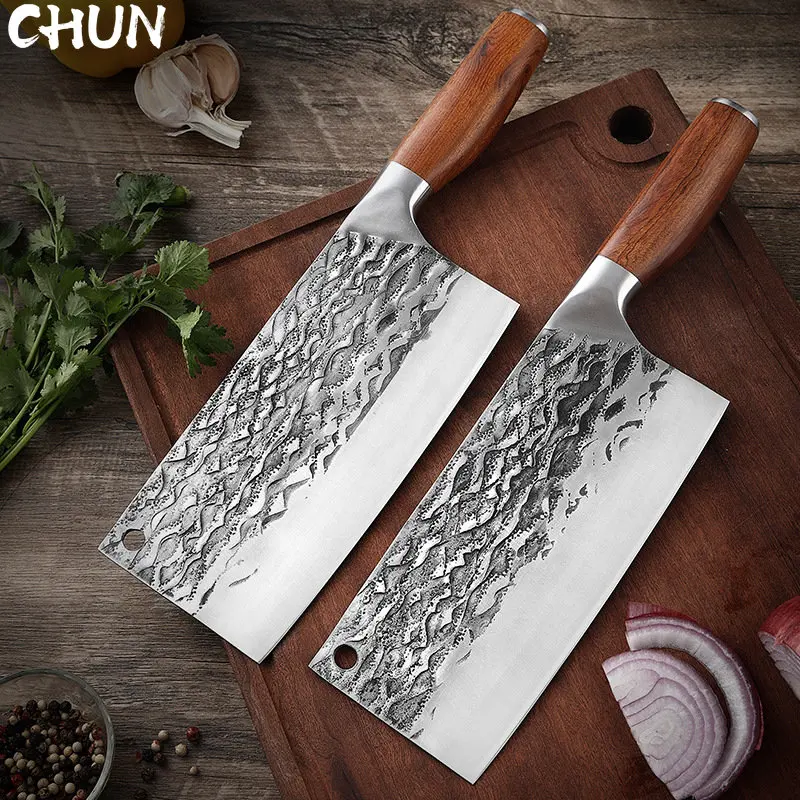 

High End 5Cr15mov Carbon Steel Forged Cleaver Handmade Kitchen Knives Chopping Bone Slicing Meat Knife Wood Handle Kitchen Tools