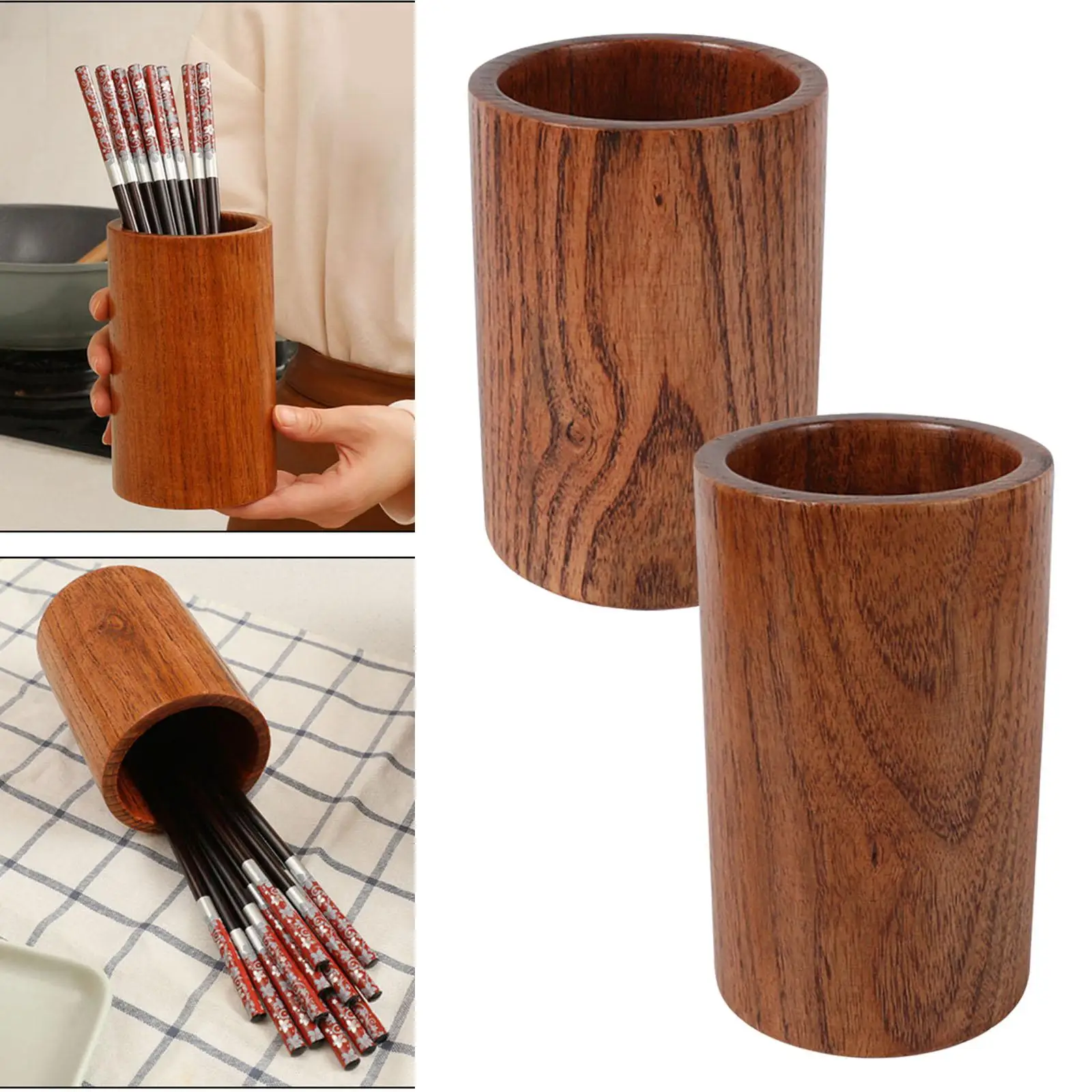 

Chopstick Cage Multifunctional High Capacity Wooden Practical Storage Stand for Counter Kitchen Decor Restaurant Party Fork