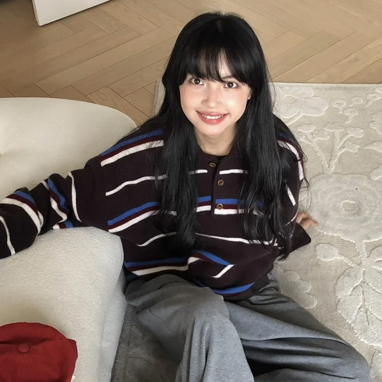 

Мягкий свитер свободного покроя, корейский цветной свитер в полоску, удобный шерстяной женский модный осенний свитер