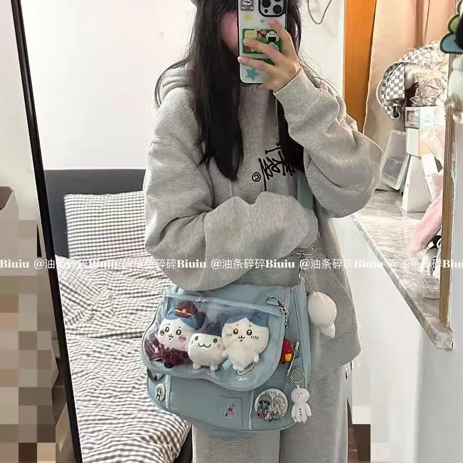 

Y2K Shoulder Crossbody Ulzzang Ita Bag Large Capacity Flip Free Shipping Bag Japanese Transparent Commuter Class School Bag